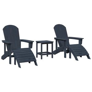 vidaXL Garden Chair 3 pcs Navy Polyethylene