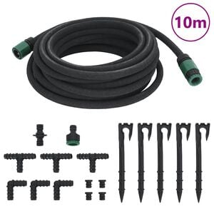 vidaXL Garden Soaker Hose Black 0.6" 10 m Rubber