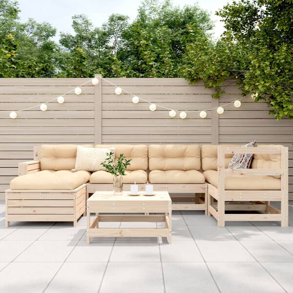 vidaXL 7 Piece Garden Sofa Set Solid Wood Pine