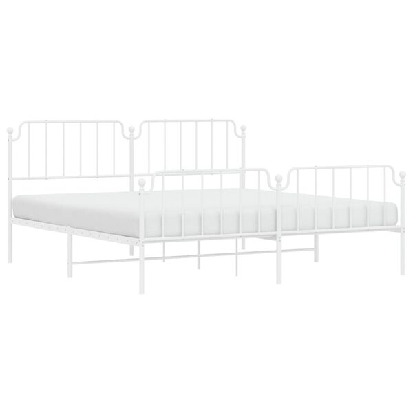 vidaXL Metal Bed Frame without Mattress with Footboard&nbsp;White 200x200cm