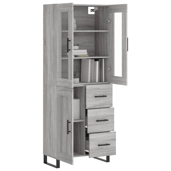 vidaXL Highboard Grey Sonoma 69.5x34x180 cm Engineered Wood