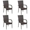 vidaXL 5 Piece Garden Dining Set Brown Poly Rattan