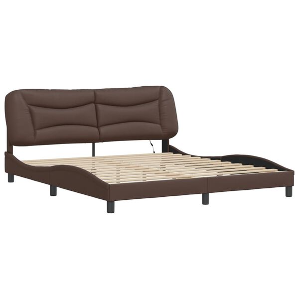 vidaXL Bed Frame with LED without Mattress "Hvar" Brown 180x200 cm