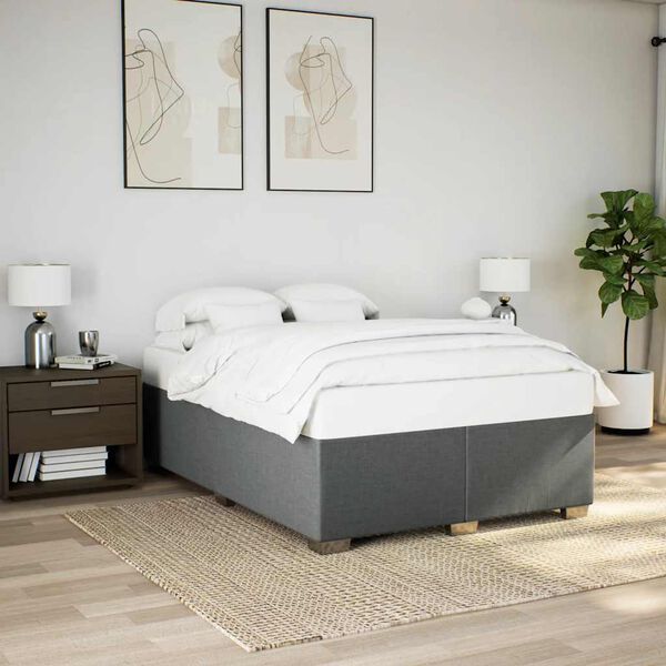vidaXL Bed Frame without Mattress Dark Grey&nbsp;Double Fabric