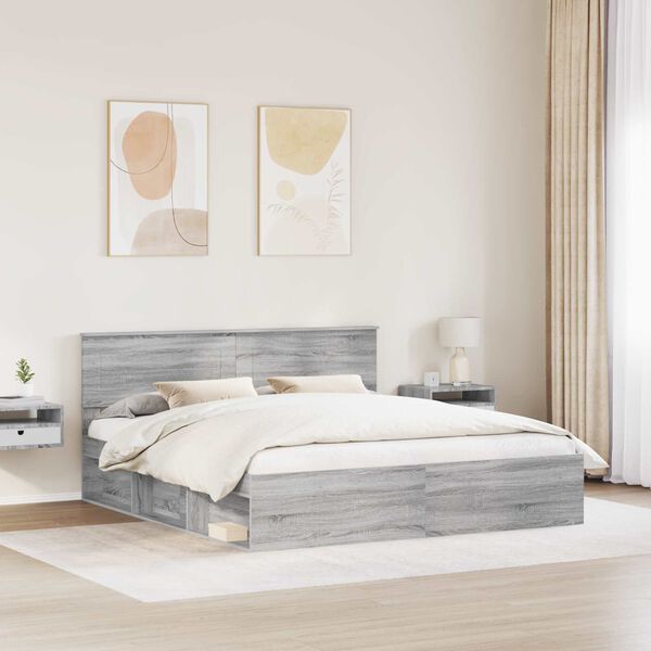 vidaXL Bed Frame Grey Sonoma 180 x 200 cm Engineered wood