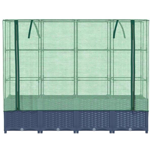 vidaXL Raised Bed with Greenhouse Cover Rattan Look 160x40x138 cm