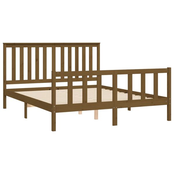 vidaXL Bed Frame without Mattress Brown Solid Wood Pine King Size