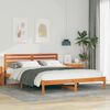 vidaXL Bed Frame with Headboard Wax Brown 160 x 220 cm Solid Pine Wood