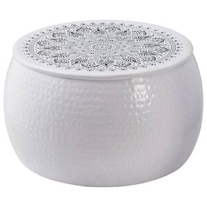 vidaXL Round Coffee Table Hammered White &Oslash; 55 x 55 cm Aluminium