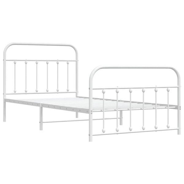 vidaXL Metal Bed Frame without Mattress with Footboard White 107x203cm