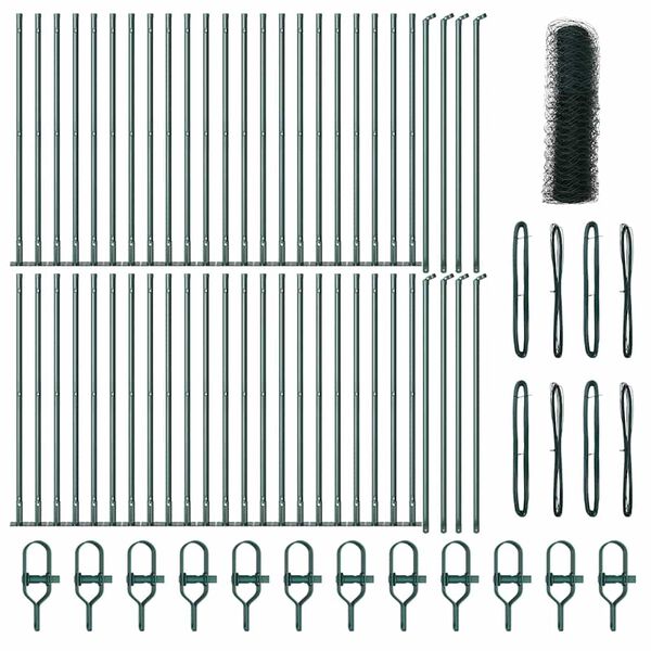 vidaXL Fence Post Green 100 x 0.6 m (50 mm mesh) Steel and PVC