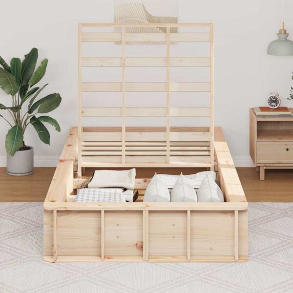vidaXL Bed Frame Brown 90 x 200 cm Solid Pine Wood