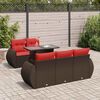 vidaXL 6 Piece Garden Sofa Set with Cushions Brown Poly Rattan Acacia