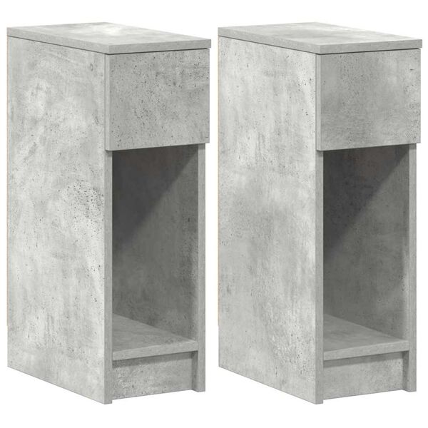 vidaXL Bedside Cabinets with Drawer 2 pcs Concrete Grey 20x36x60 cm