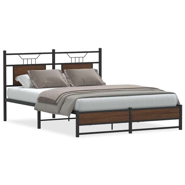 vidaXL Bed Frame without Mattress Brown Oak 140x190 cm Engineered Wood