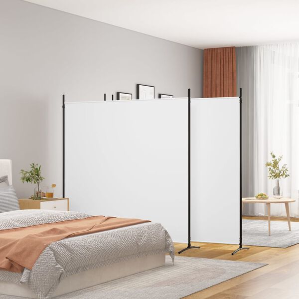 vidaXL 4-Panel Room Divider White 698x180 cm Fabric