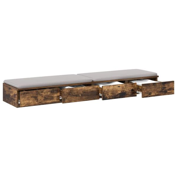 vidaXL Bed Drawers Smoked Oak 135 x 36.5 x 16.5 cm Engineered Wood