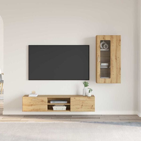 vidaXL TV Cabinet Set with Drawer FLORIN Artisan Oak Engineered Wood