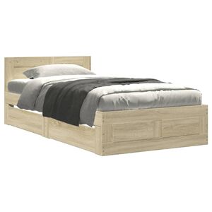 vidaXL Bed Frame with Headboard without Mattress Sonoma Oak 90x190 cm Single