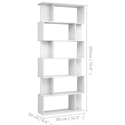 vidaXL Book Cabinet/Room Divider High Gloss White 80x24x192 cm Engineered Wood