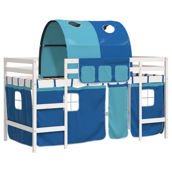 vidaXL Kids' Loft Bed with Tunnel without Mattress Blue 90x190cm