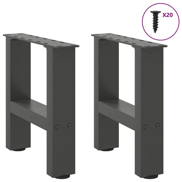 vidaXL Coffee Table Legs Anthracite 2 pcs 40x(30-31) cm Steel