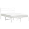 vidaXL Metal Bed Frame without Mattress with Headboard White 140x200cm