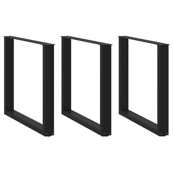 vidaXL Dining Table Legs U-Shaped 3 pcs Black 80x(72-73) cm Steel