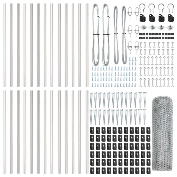 vidaXL Fence Post Silver 50 x 0.4 m (25 mm mesh) Steel