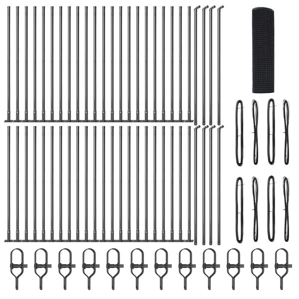 vidaXL Fence Post Grey 100 x 1 m (16 x 16 mm mesh) Steel and PVC