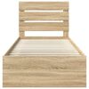 vidaXL Bed Frame with Headboard Sonoma Oak 90 x 200 cm Solid Pine Wood