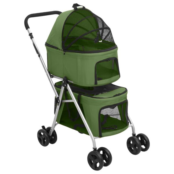 vidaXL 2-Layers Folding Dog Stroller Green 83x48x97 cm Oxford Fabric