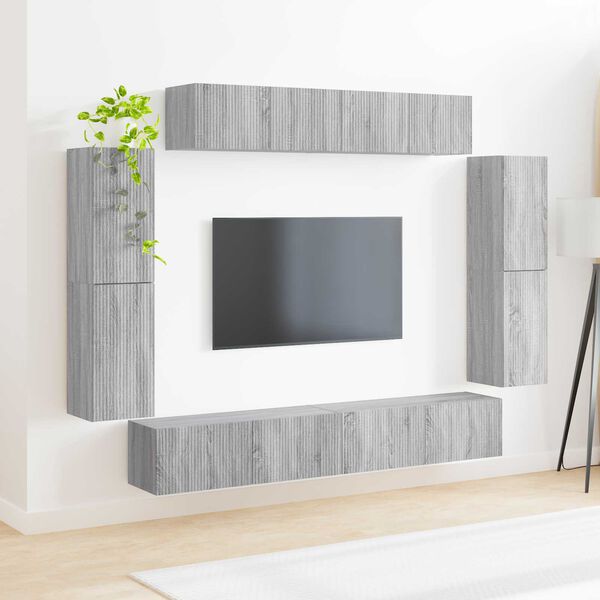 vidaXL TV Cabinet 8 pcs Grey Sonoma
