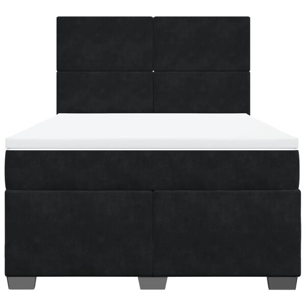 vidaXL Box Spring Bed with Mattress Black 140x190 cm Velvet