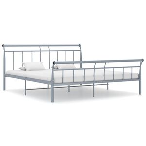 vidaXL Bed Frame without Mattress Grey Metal 180x200 cm Super King