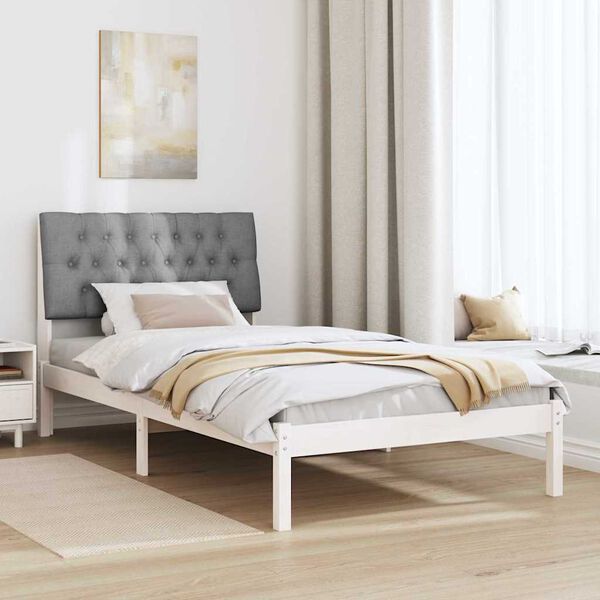 vidaXL Bed Frame with Upholstered Headboard White 100 x 200 cm