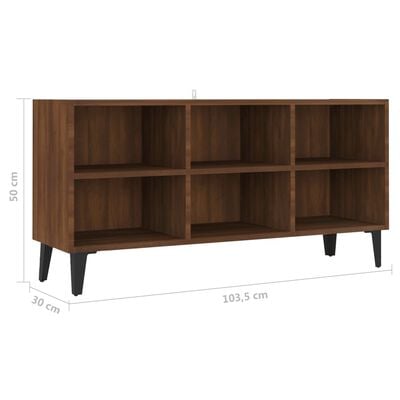 vidaXL TV Cabinet with Metal Legs Brown Oak 103.5x30x50 cm