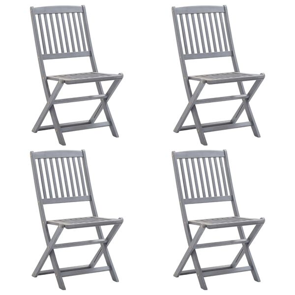 vidaXL Folding Outdoor Chairs 4 pcs Solid Acacia Wood