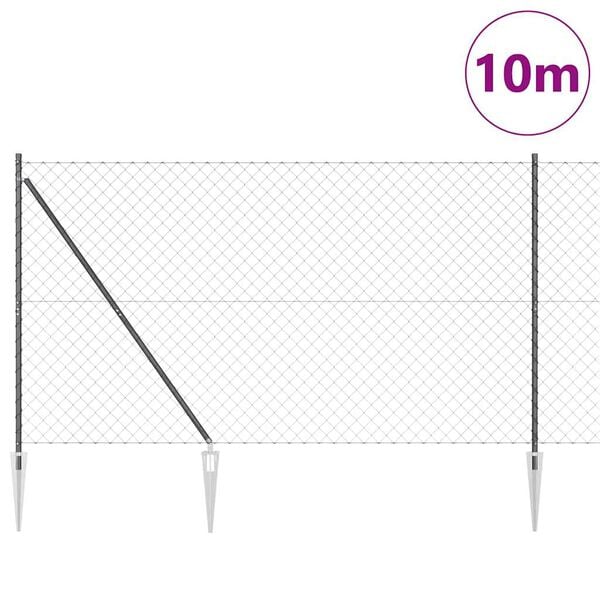 vidaXL Fence Post Grey 10 x 1.5 m (60 x 60 mm mesh) Steel and PVC