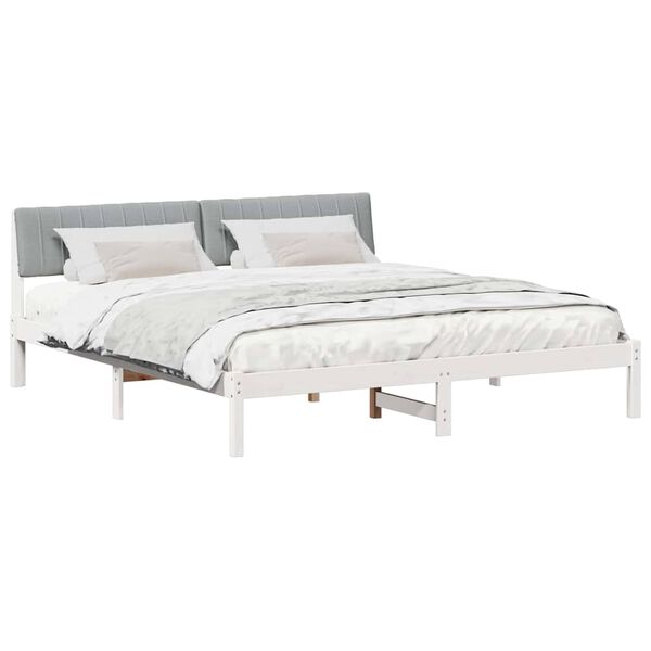 vidaXL Bed frame White and light grey 180 x 200 cm Solid pine wood
