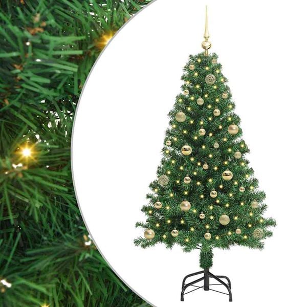 vidaXL Artificial Christmas Tree with 150 LEDs with Stand Green 150 cm