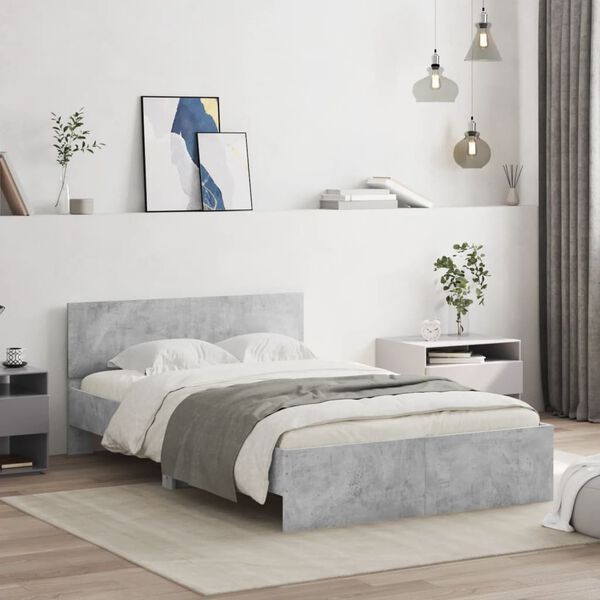 vidaXL Bed Frame without Mattress Concrete Grey 135x190 cm Double