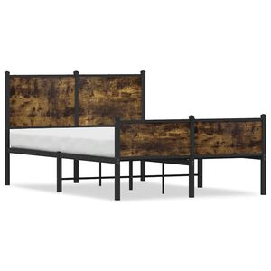 vidaXL Metal Bed Frame without Mattress Smoked Oak 120x190 cm Small Double
