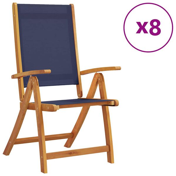 vidaXL Folding Garden Chairs 8 pcs Solid Wood Acacia and Textilene