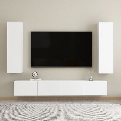 vidaXL 4 Piece TV Cabinet Set White Engineered Wood
