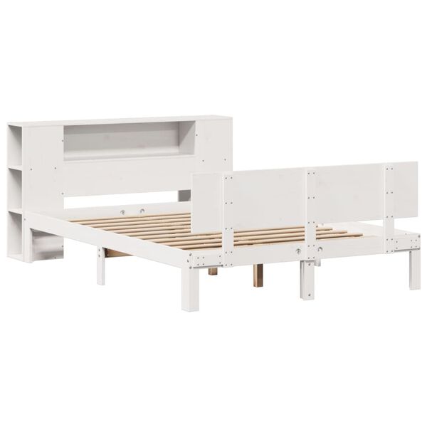 vidaXL Bookcase Bed without Mattress White 135x190 cm Double Solid Wood Pine
