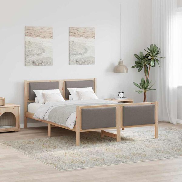 vidaXL Bed Frame with Headboard Taupe 140 x 190 cm Fabric