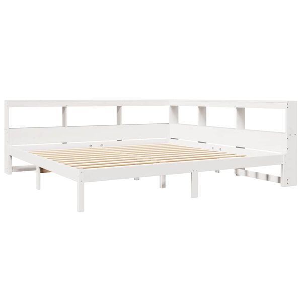 vidaXL Bookcase Bed without Mattress White 200x200 cm Solid Wood Pine