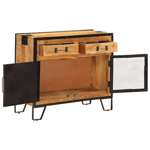 vidaXL Sideboard 80x31x66 cm Solid Rough Wood Mango and Metal