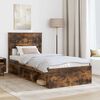 vidaXL Bed Frame with Mattress Smoked Oak 90 x 200 cm Solid Pine Wood